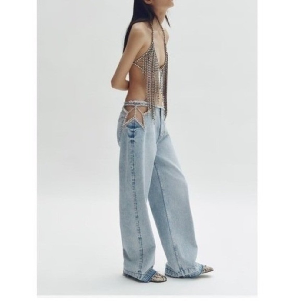 Stella McCartney H&M Crystal-Star Straight-Leg Jeans  - Size 18